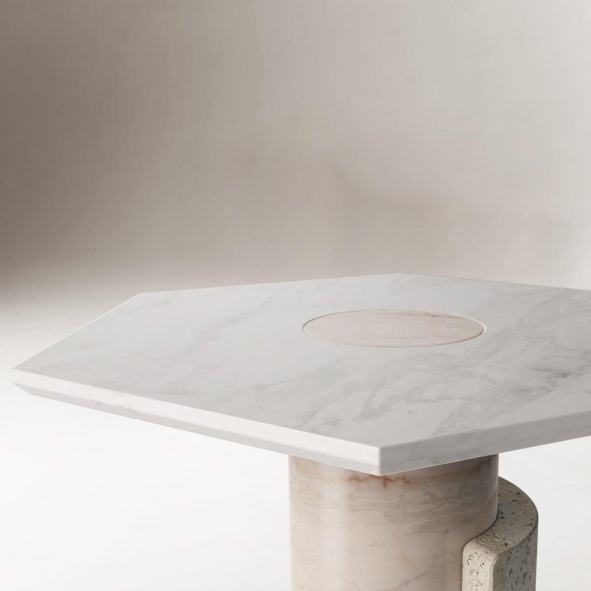 Modern Pair of Braque Contemporary Marble Side Tables by Dooq For Sale