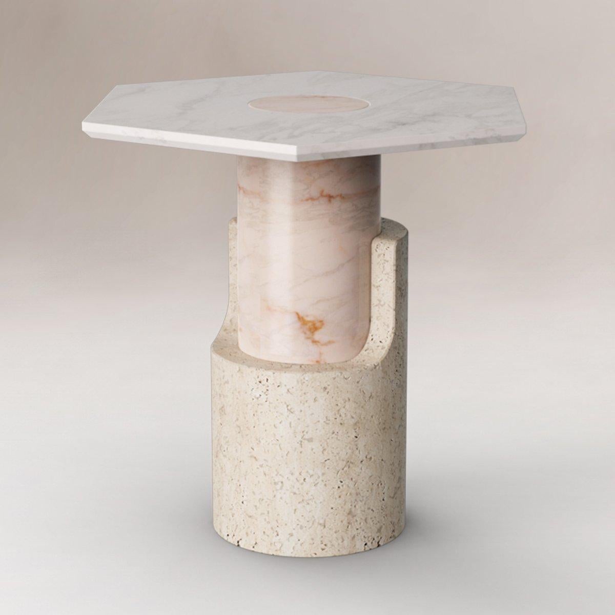 Portuguese Pair of Sculpted Contemporary Marble Side Table by Dooq For Sale