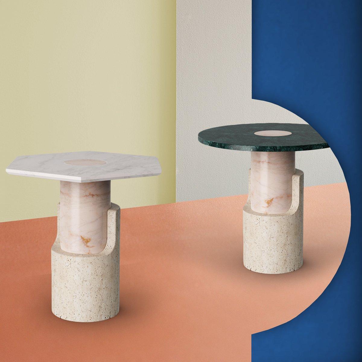Pair of Sculpted Contemporary Marble Side Table by Dooq For Sale 2
