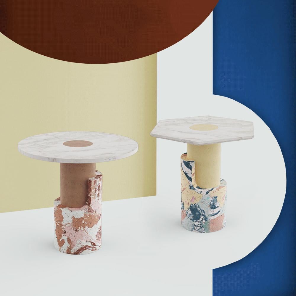 Pair of Sculpted Contemporary Marble Side Table by Dooq For Sale 4