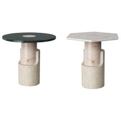 Pair of Sculpted Contemporary Marble Side Table by Dooq