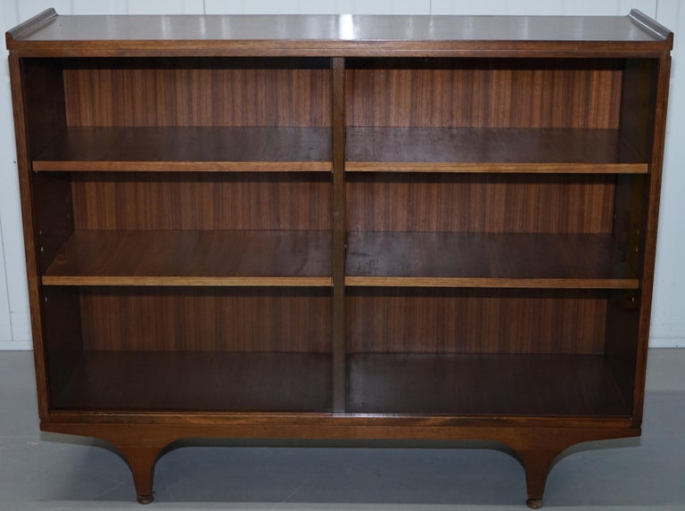 Pair of Sculpted MidCentury Modern Teak Bookcases with Glass Sliding