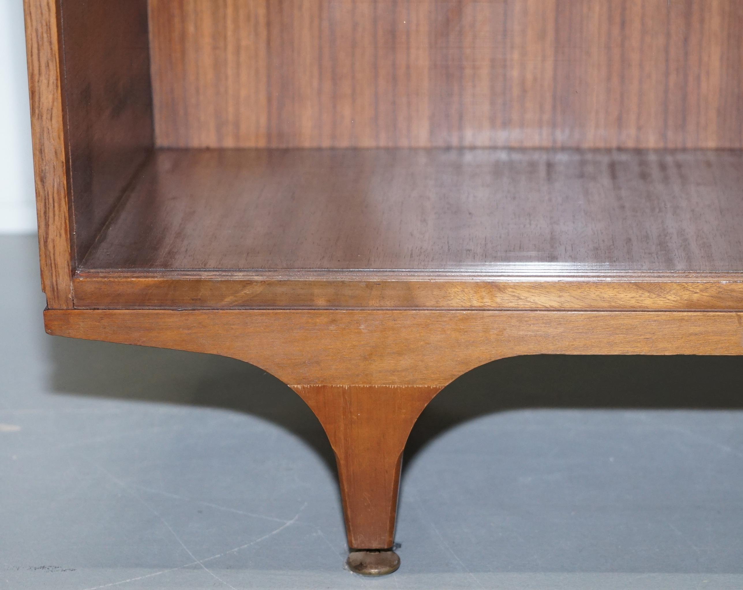 Pair of Sculpted Mid-Century Modern Teak Bookcases with Glass Sliding Doors 2