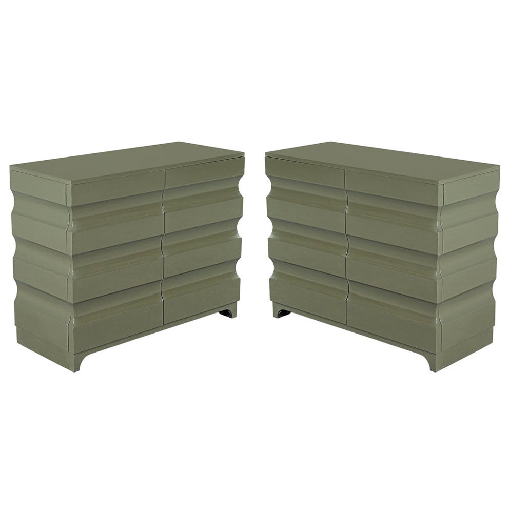 Pair of Sculpted Modern Lacquered Cabinets