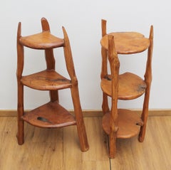 Pair of Sculpted Wood Side Tables