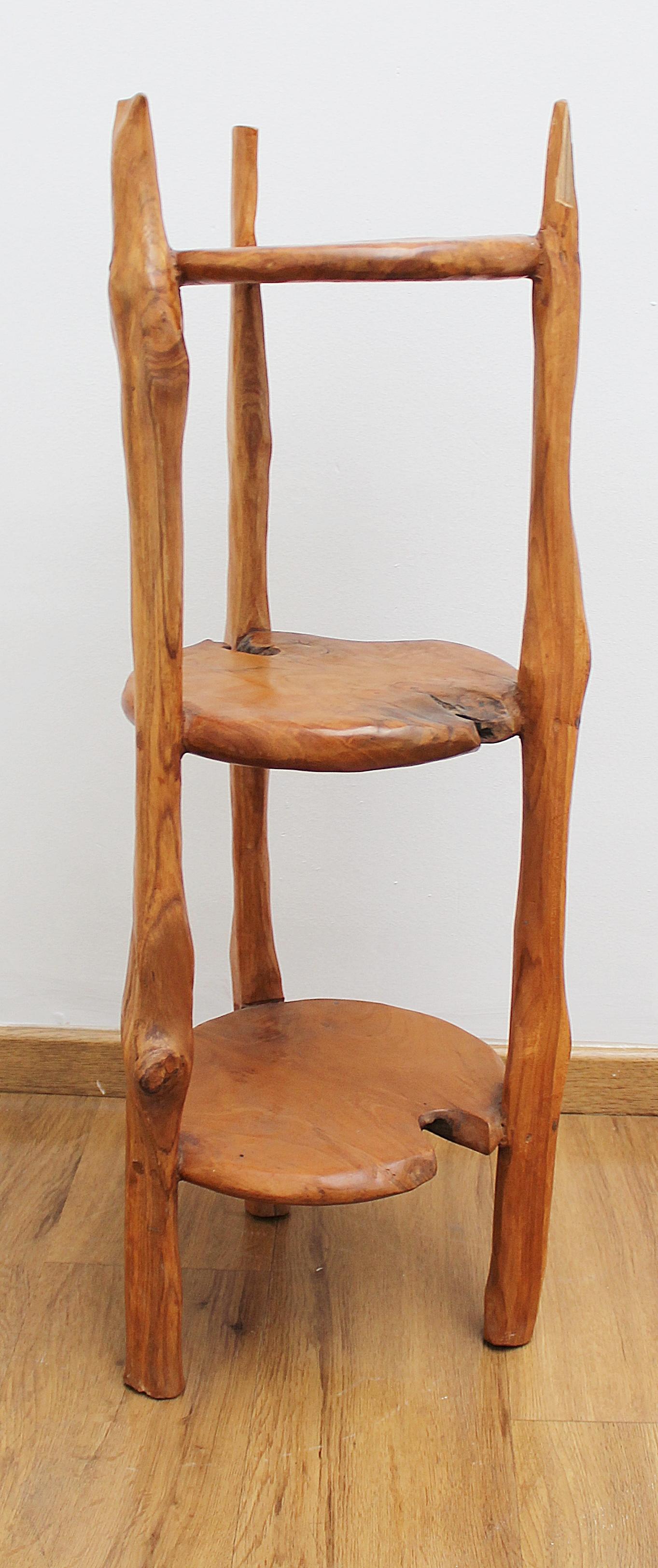 Mid-20th Century Pair of Sculpted Wood Side Tables For Sale