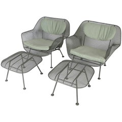 Pair of Sculptura Lounge Chairs and Ottomans by Russell Woodard