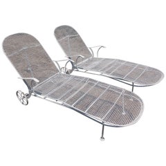 Pair of Sculptura Outdoor Iron Chaise Lounges by Russell Woodard