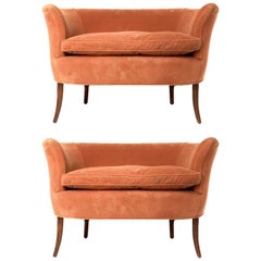 Pair of Sculptural 1940s Curved Leg French Settees or Loveseats