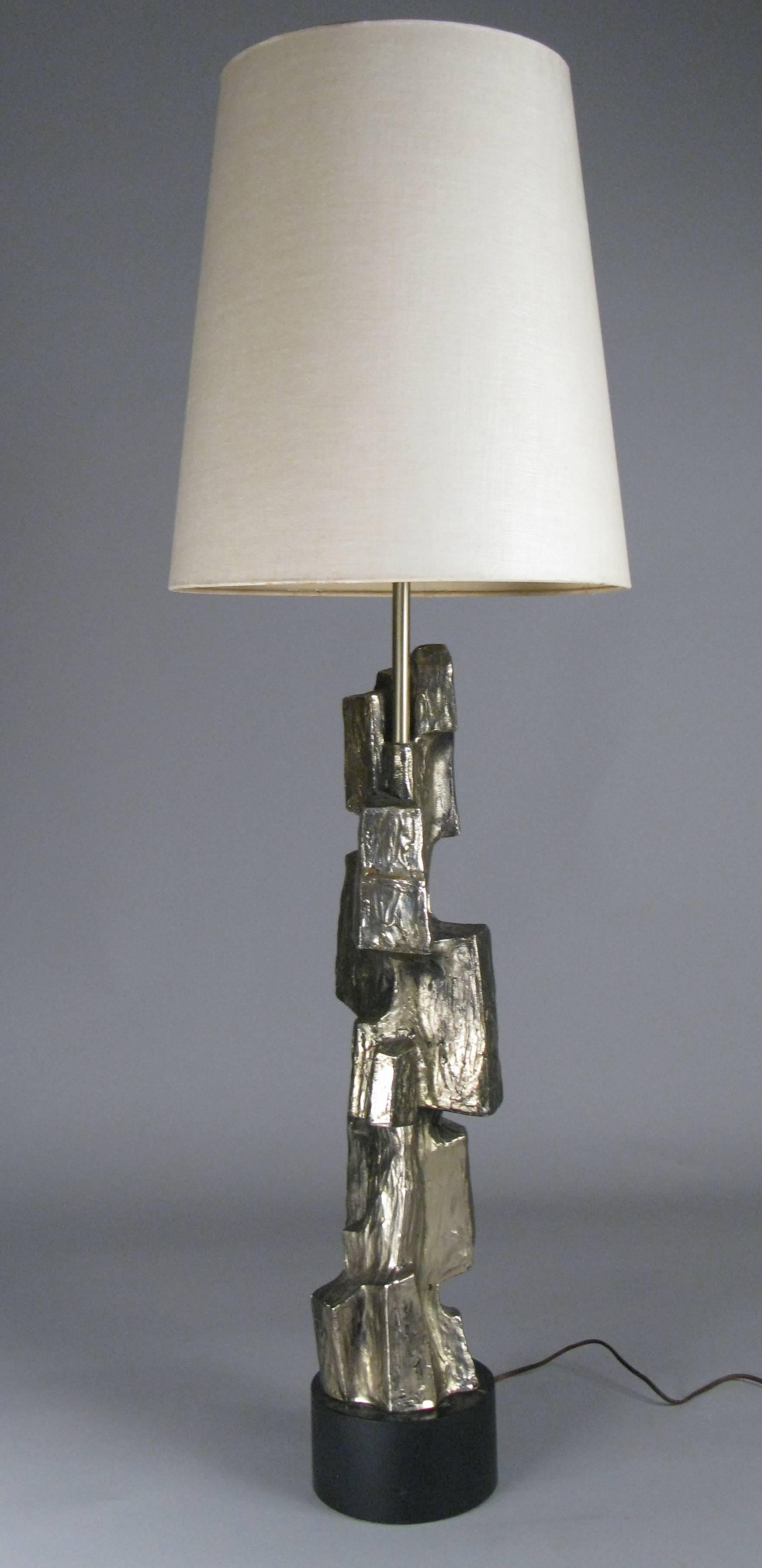 Pair of Sculptural 1970s Bronze Lamps attributed to Richard Barr 1