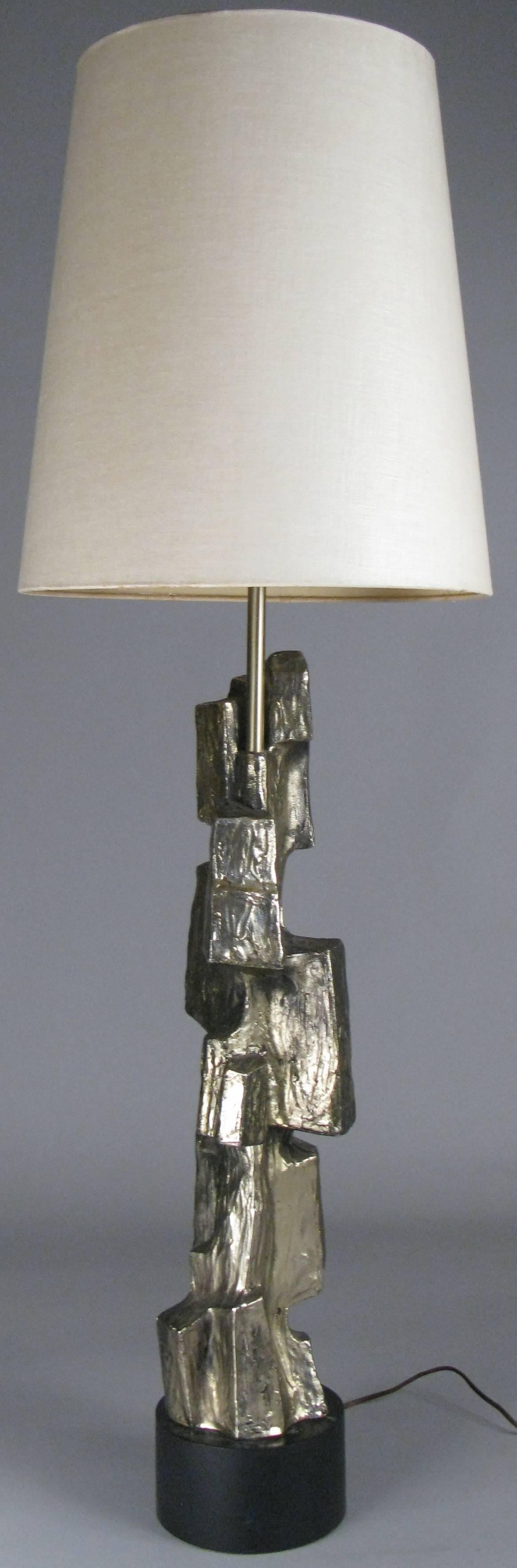 Pair of Sculptural 1970s Bronze Lamps attributed to Richard Barr 2