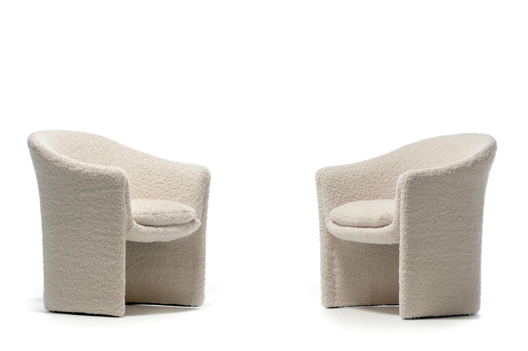Pair of Sculptural 1970s Dunbar Chairs in Ivory Bouclé In Good Condition For Sale In Saint Louis, MO