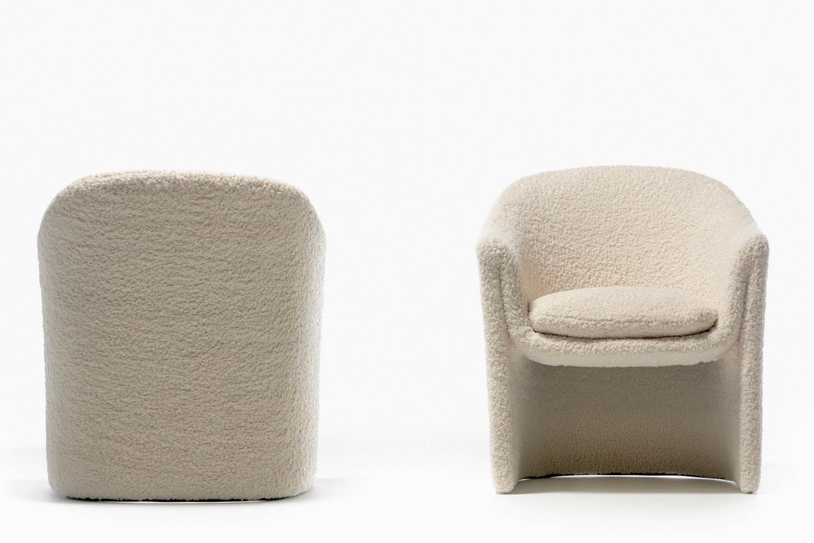 Late 20th Century Pair of Sculptural 1970s Dunbar Chairs in Ivory Bouclé For Sale