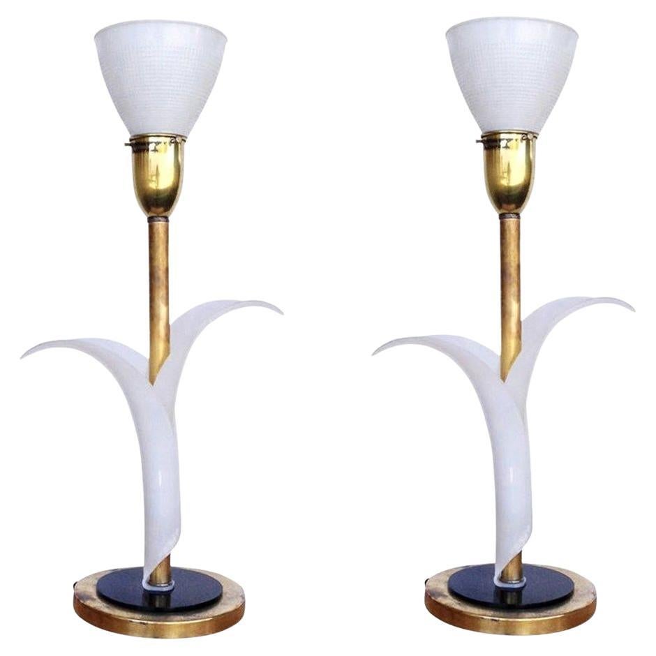 Pair of Sculptural Acrylic Table Lamps by Rembrandt