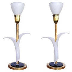Vintage Pair of Sculptural Acrylic Table Lamps by Rembrandt