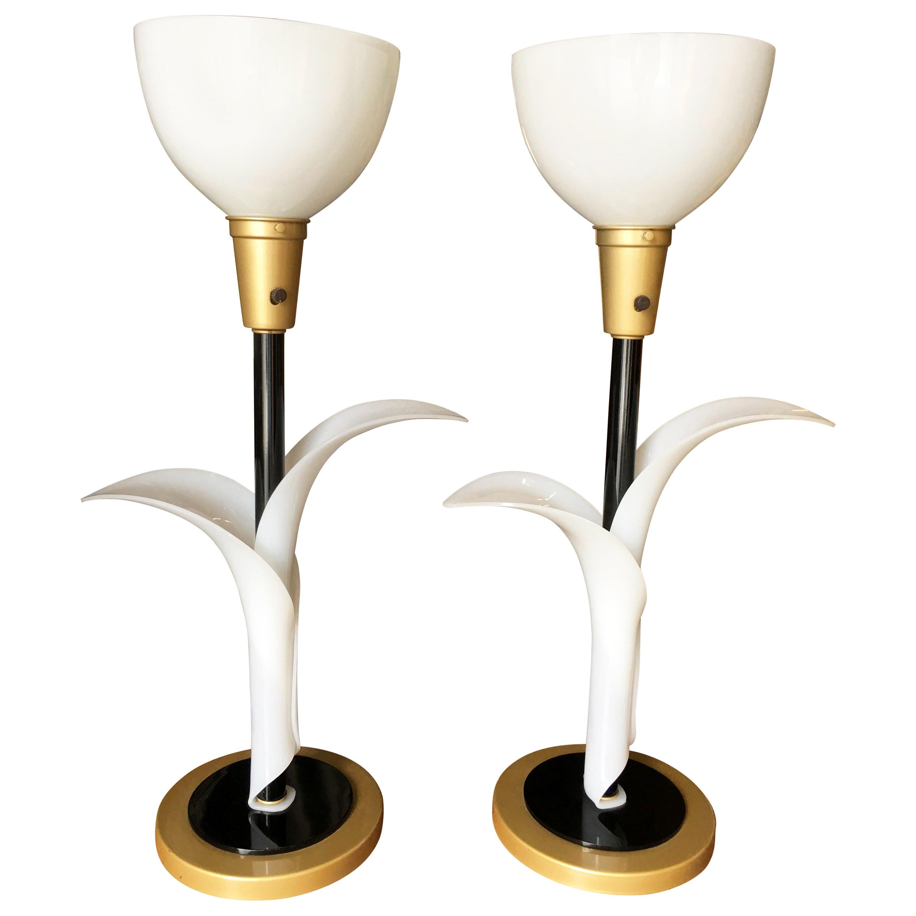 Paire de lampes de table sculpturales en acrylique de Rougier en vente
