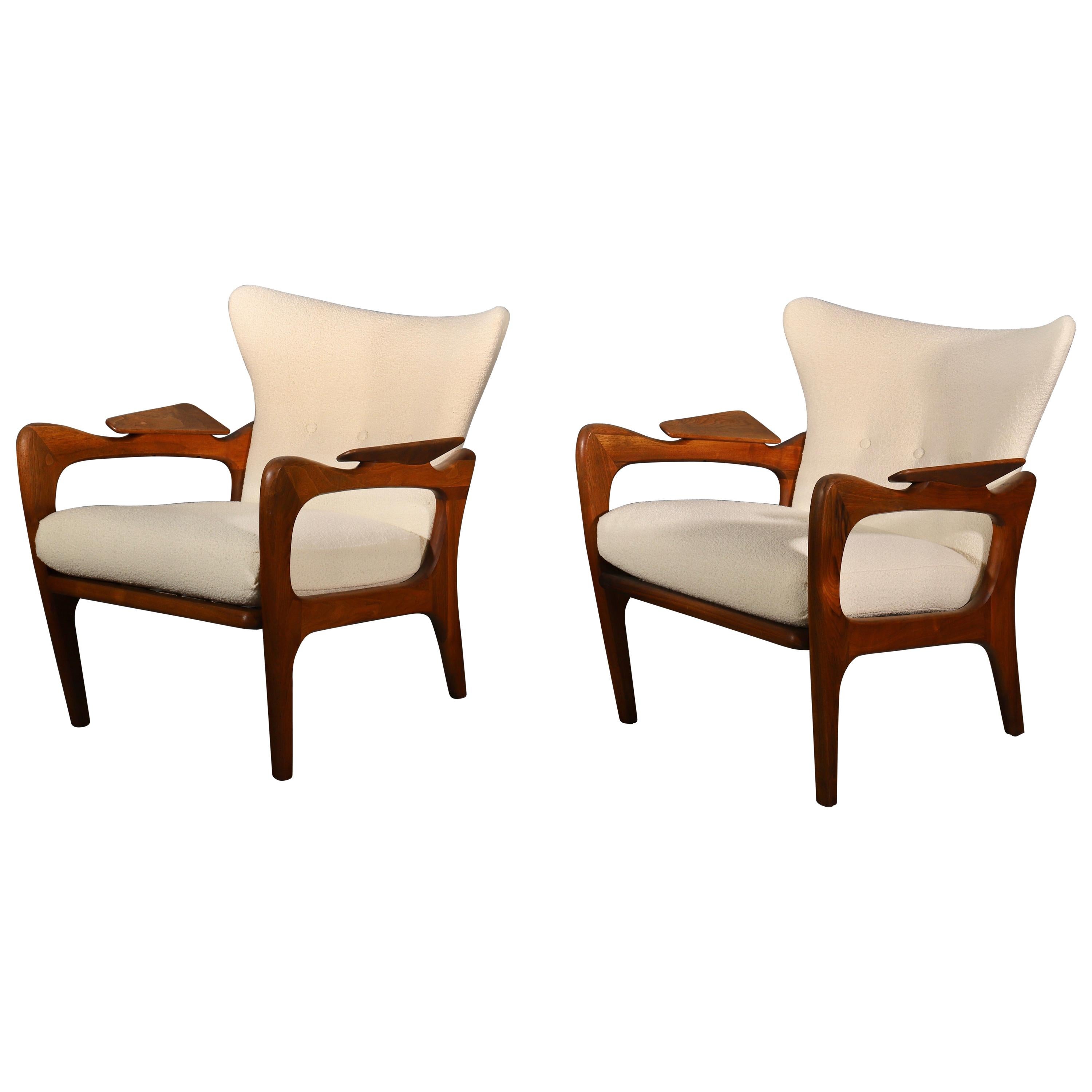 Pair of Sculptural Adrian Pearsall Walnut Chairs, 1960s