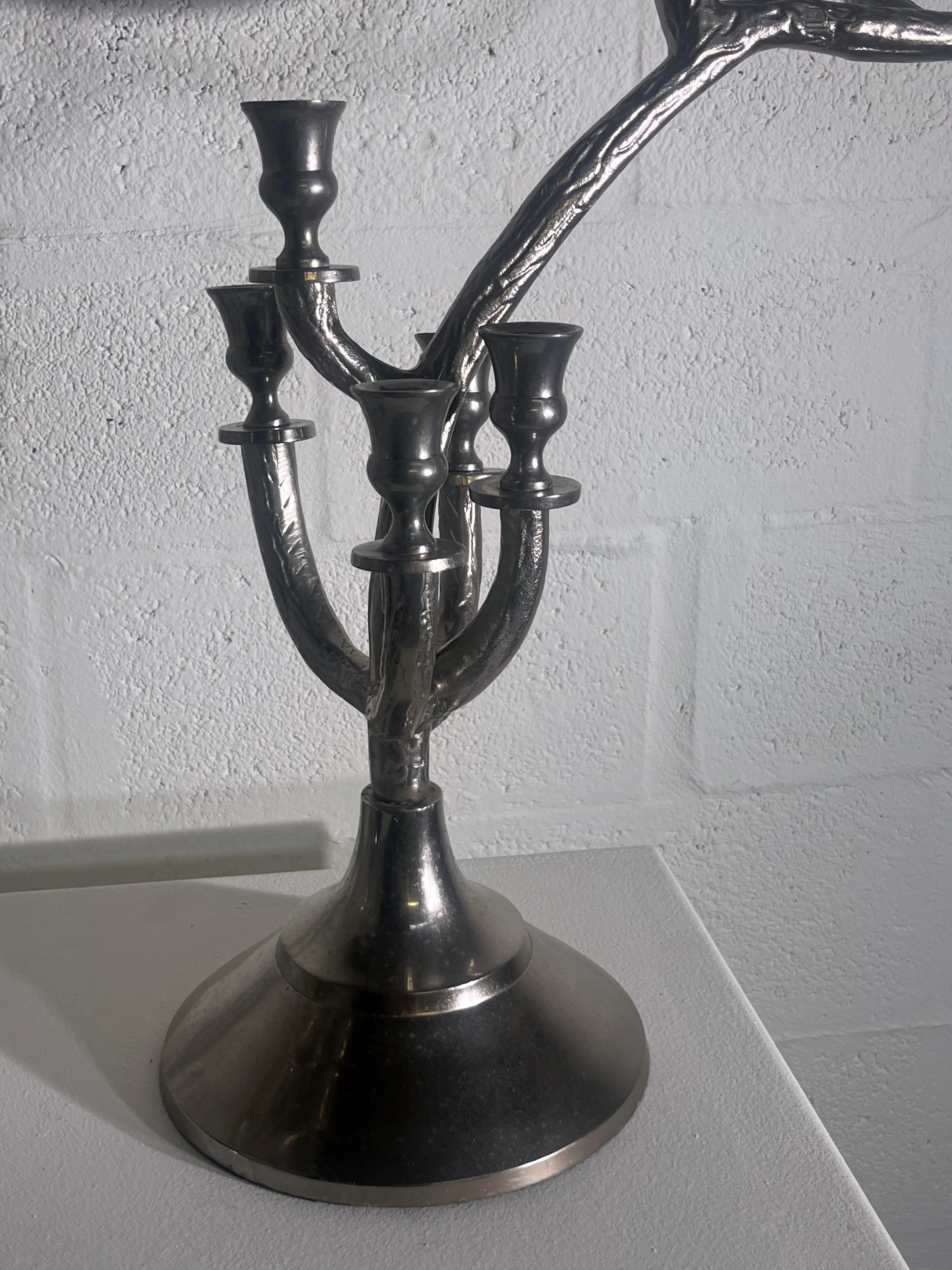 Italian Pair of Sculptural Antler-Inspired Metal Candelabra, 1970s For Sale