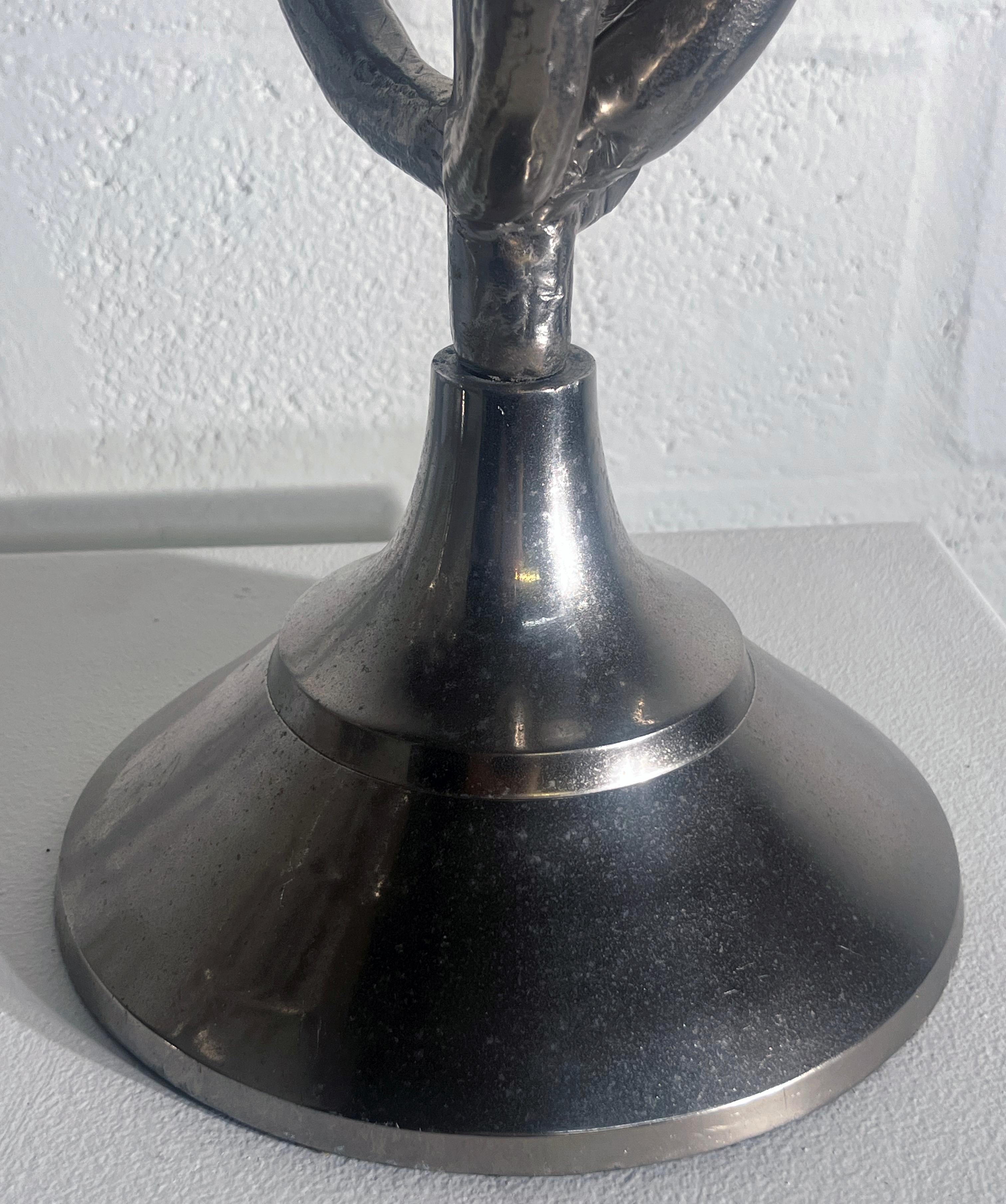 Plated Pair of Sculptural Antler-Inspired Metal Candelabra, 1970s For Sale