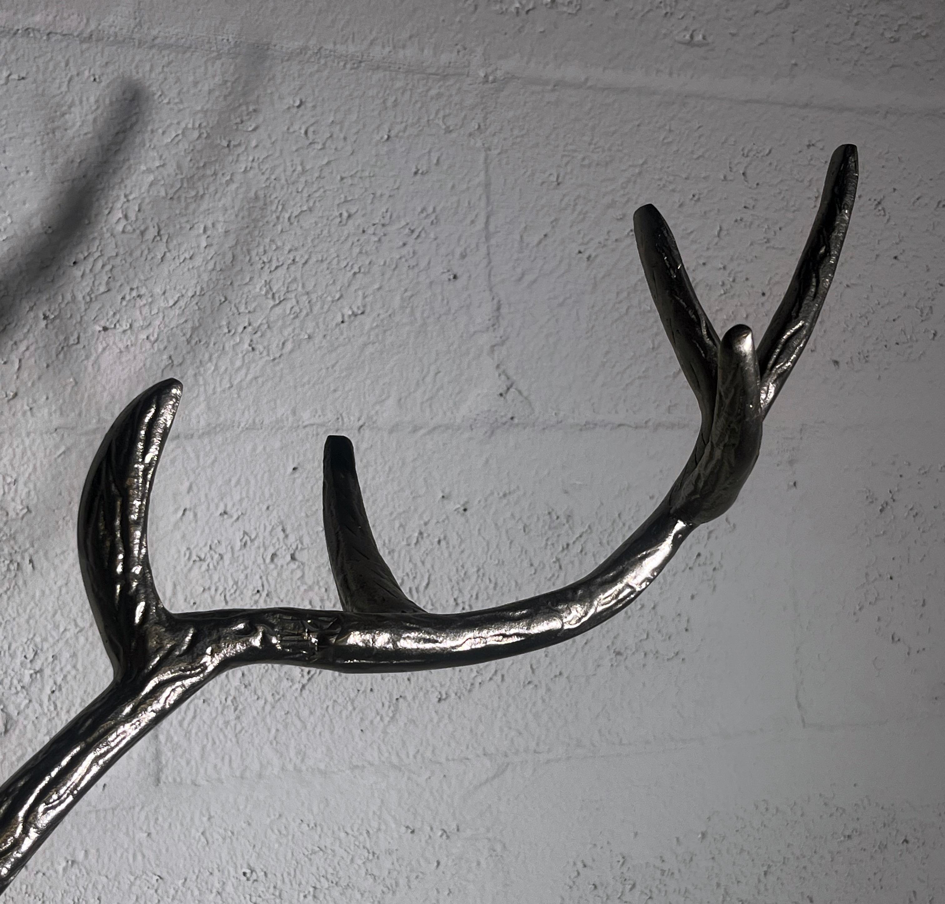 Pair of Sculptural Antler-Inspired Metal Candelabra, 1970s In Fair Condition For Sale In Miami, FL
