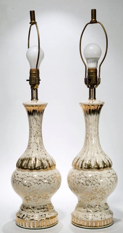 Pair of Sculptural Art Deco Baluster Urn Table Lamps, 1940s-1950s