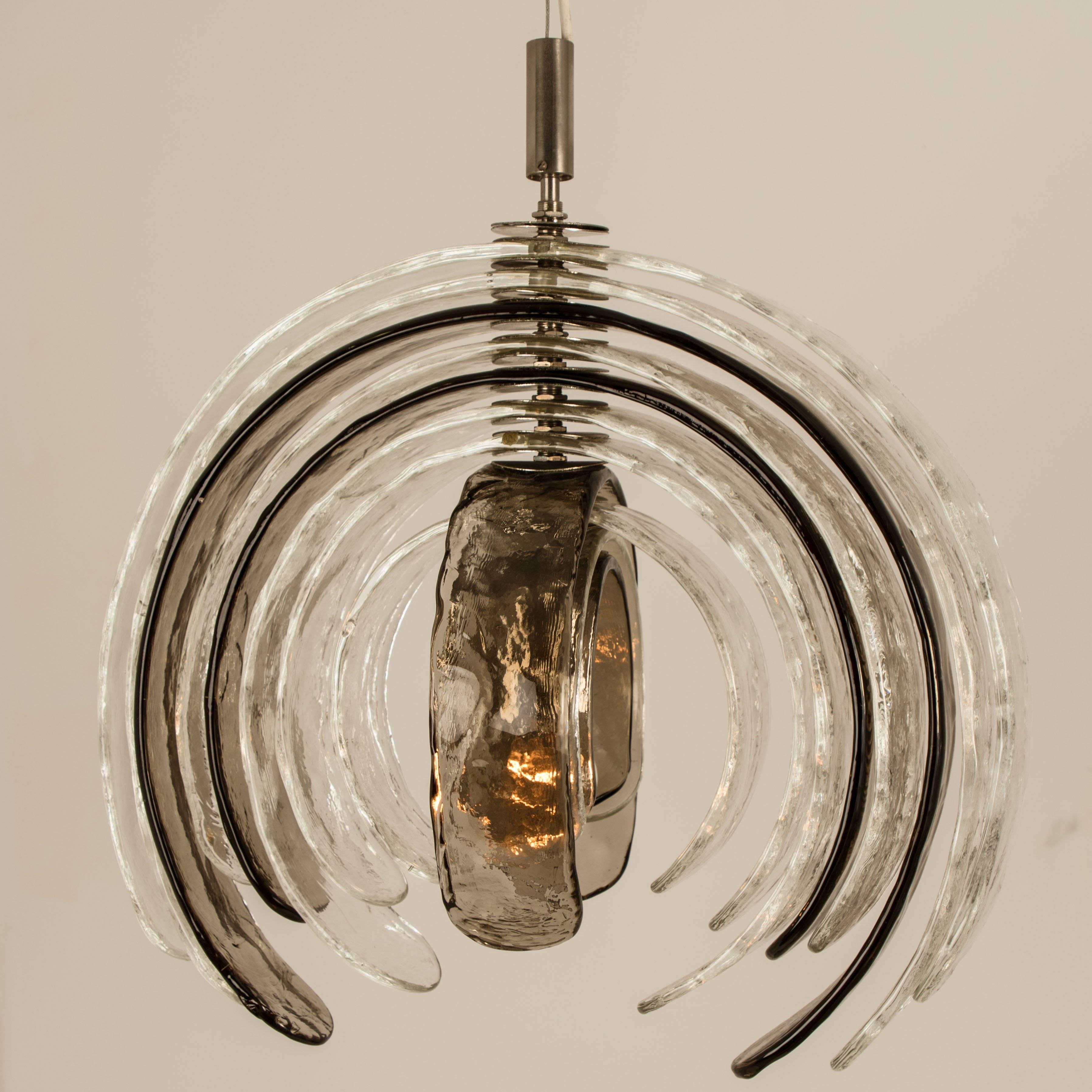 20th Century Pair of Sculptural Artichoke Chandeliers by Carlo Nason for Mazzega, Italy