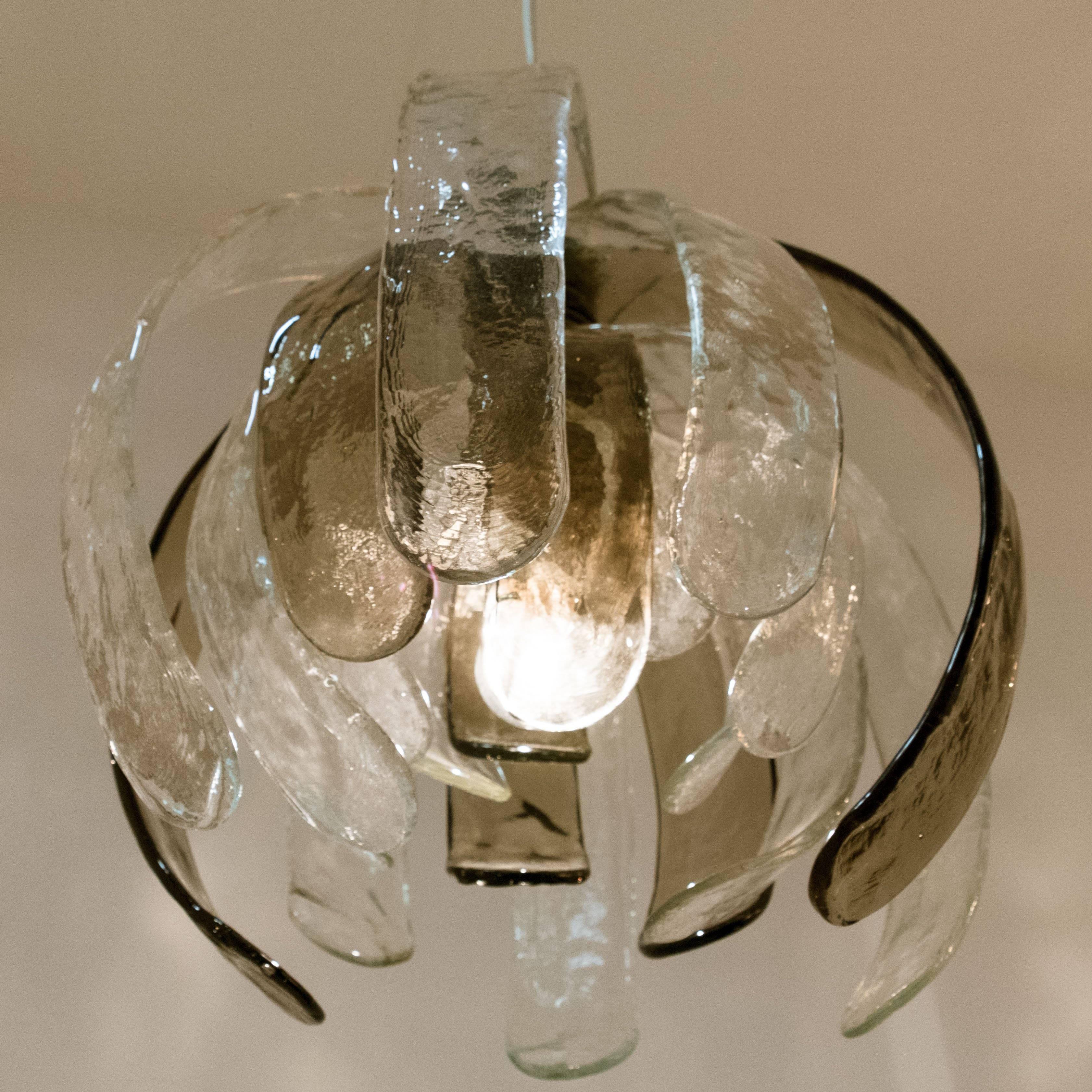 Pair of Sculptural Artichoke Chandeliers by Carlo Nason for Mazzega, Italy 1