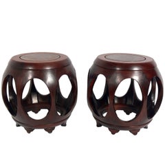 Pair of Sculptural Asian Stools or End Tables