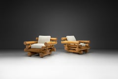 Pair of Sculptural Bamboo Lounge Chairs, Europe Mid 20th Century