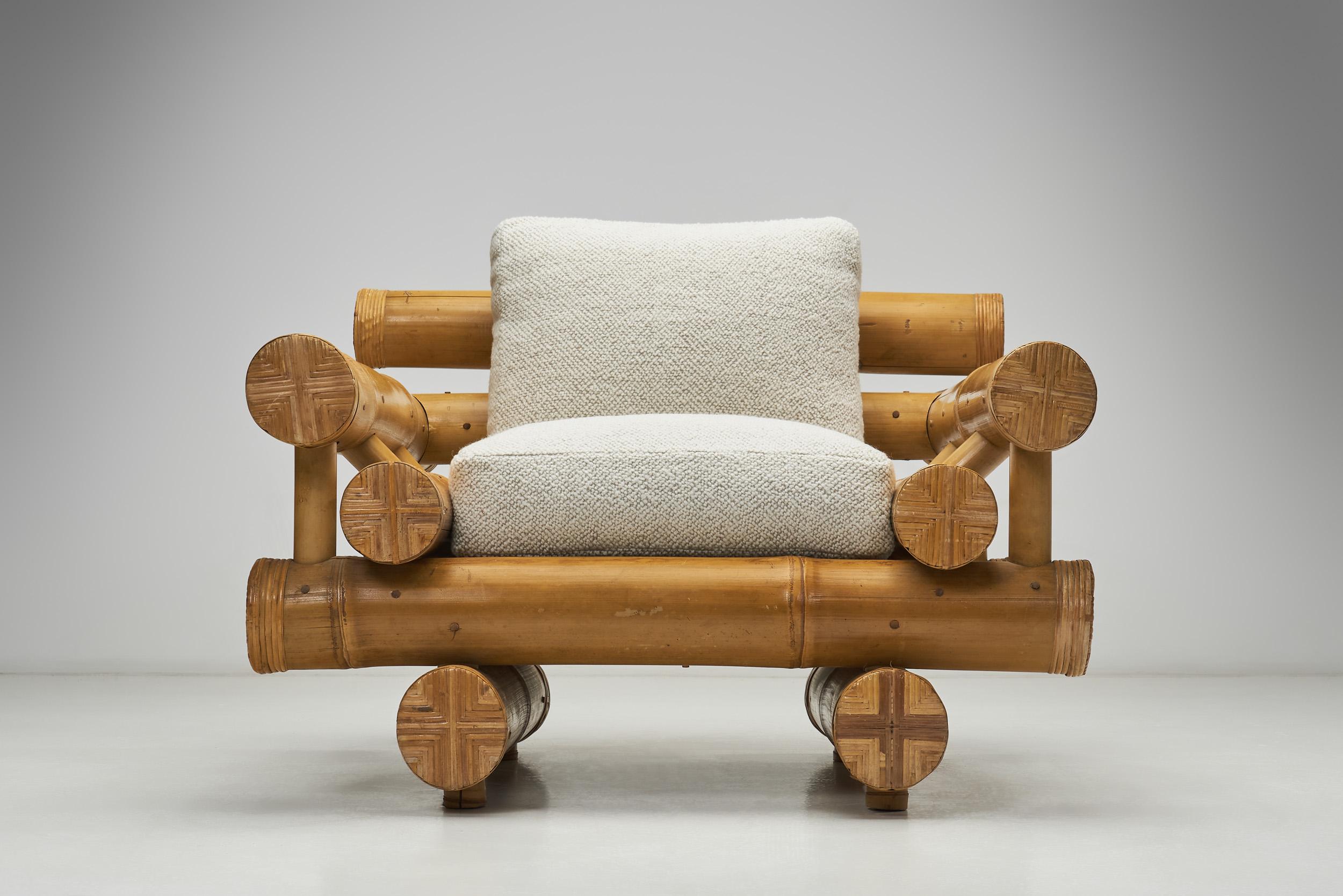 Paire de chaises longues sculpturales en bambou, Europe, milieu du 20e siècle en vente 2