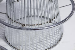 Pair of Sculptural Bar Stools in Nickeled Steel and Leather by Cy Mann Designs