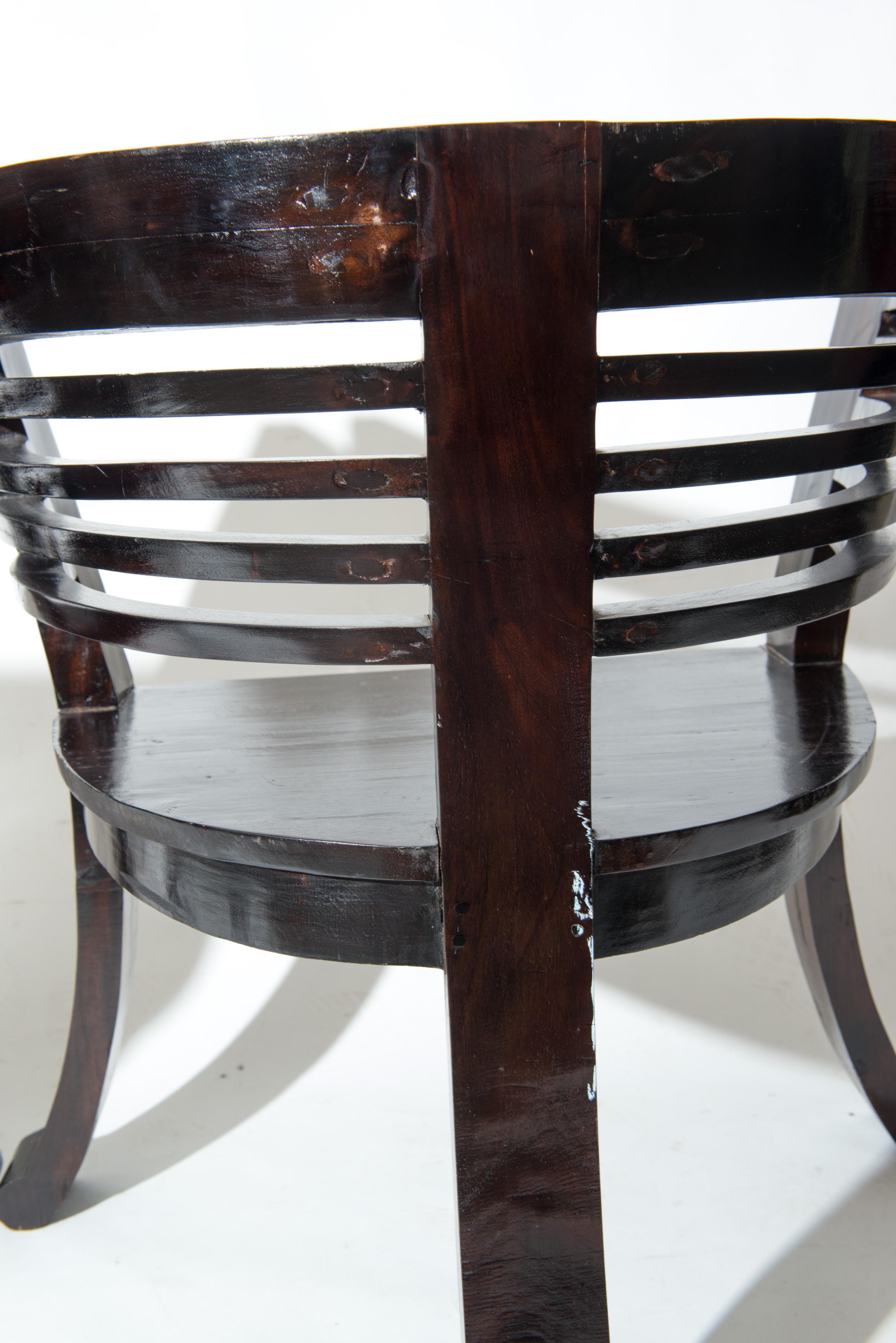 Pair of Sculptural Ebonized Wood Finish Arm Chairs For Sale 3