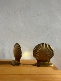 Pair of Sculptural Brass Clam Shell Bookends 1990’s