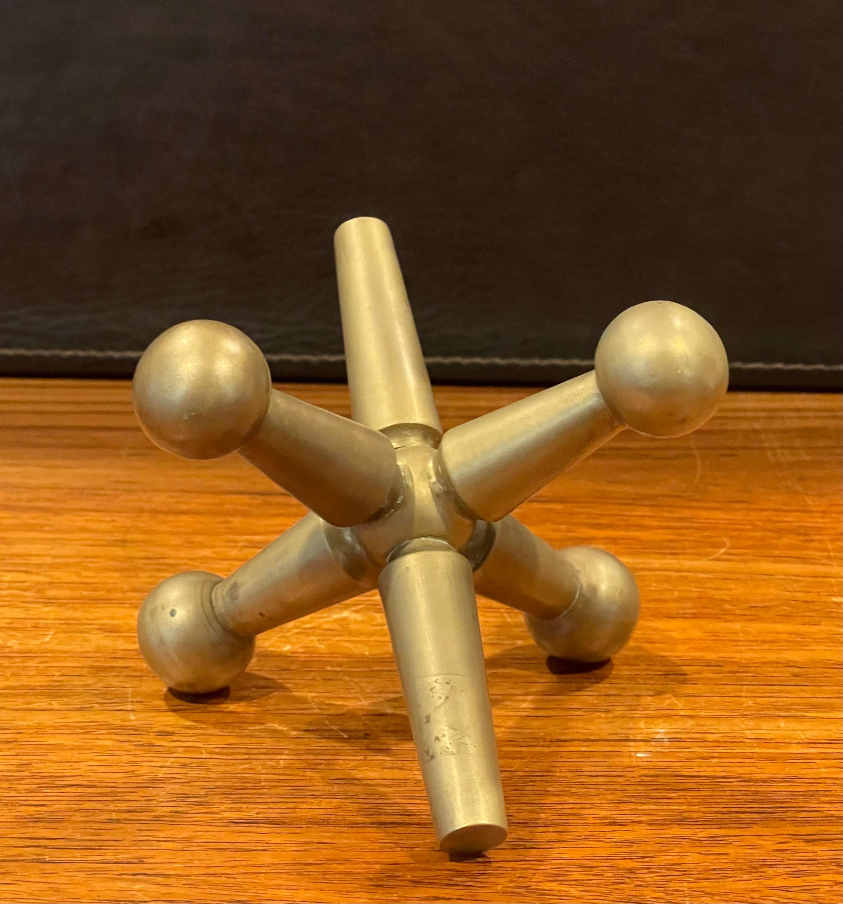 Pair of Sculptural Brass Jack / Jax Bookends in the Style of Bill Curry For Sale 3