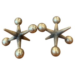 Pair of Sculptural Brass Jack / Jax Bookends in the Style of Bill Curry