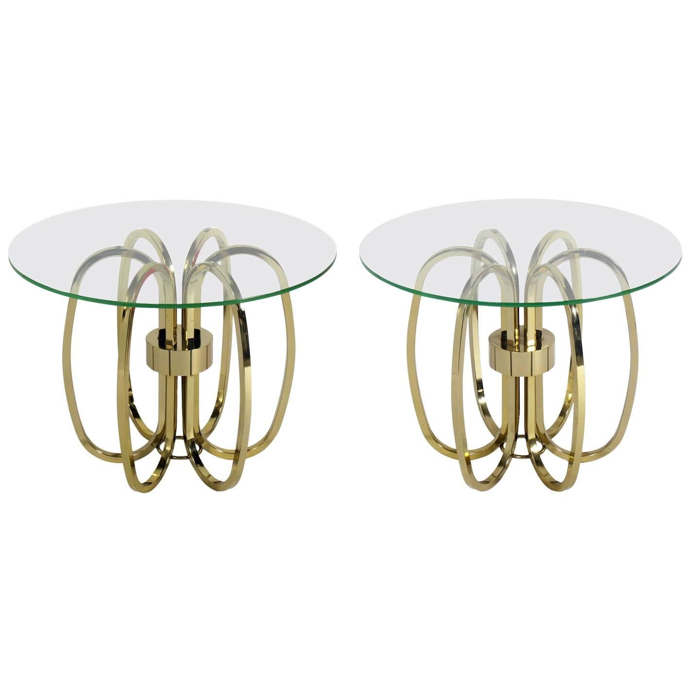 Pair of Sculptural Brass Loop Tables