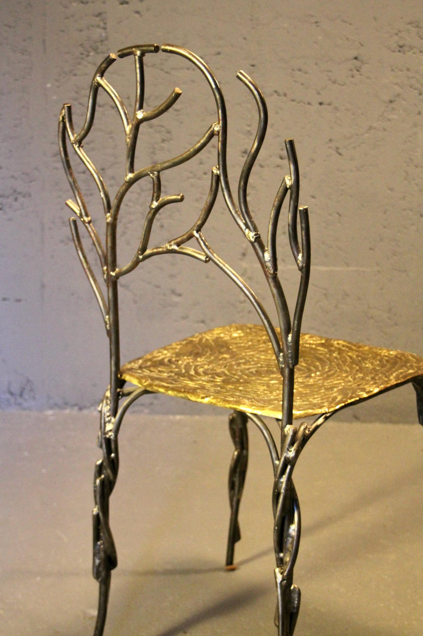 Coppia di sedie scultoree in bronzo e metallo in vendita 4