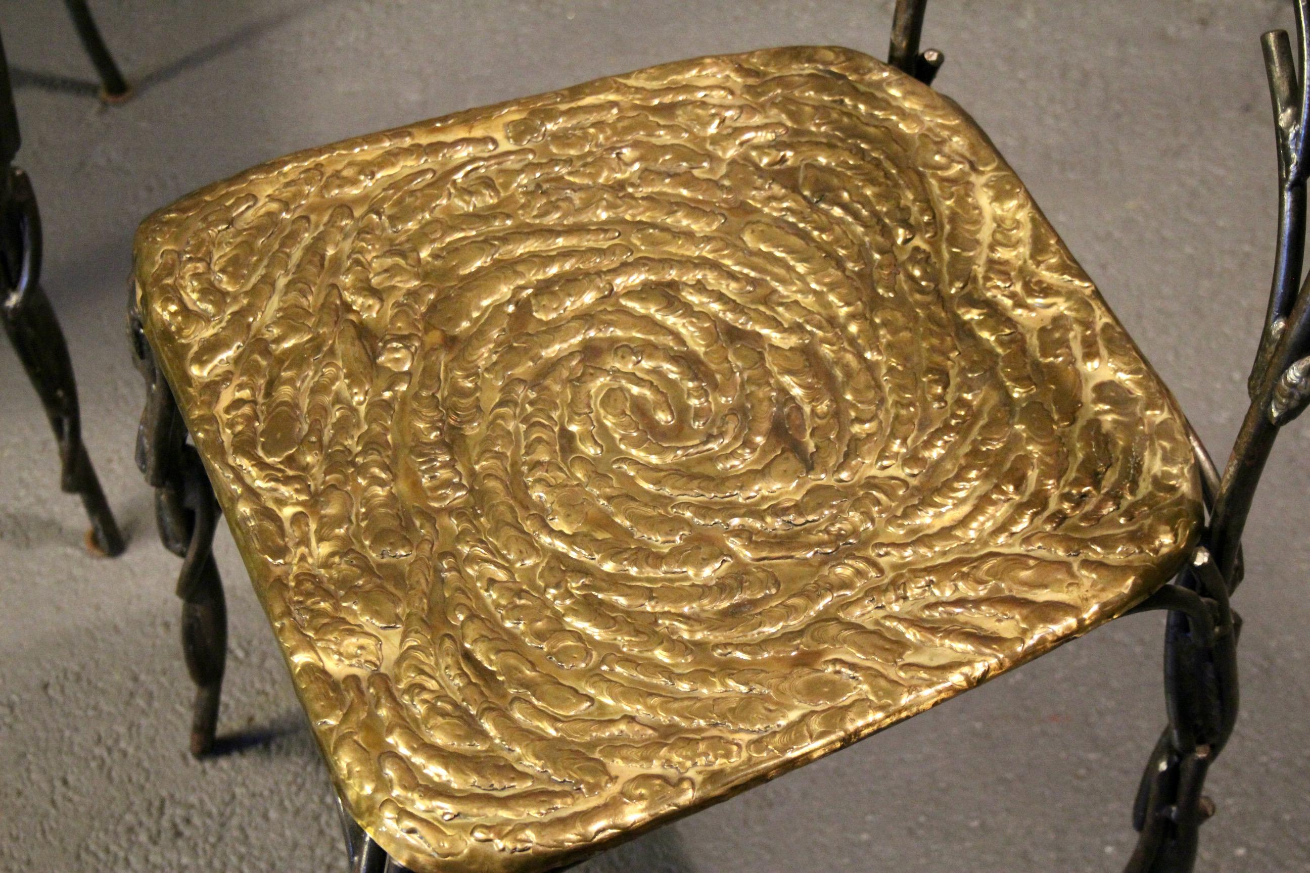 Coppia di sedie scultoree in bronzo e metallo in vendita 5