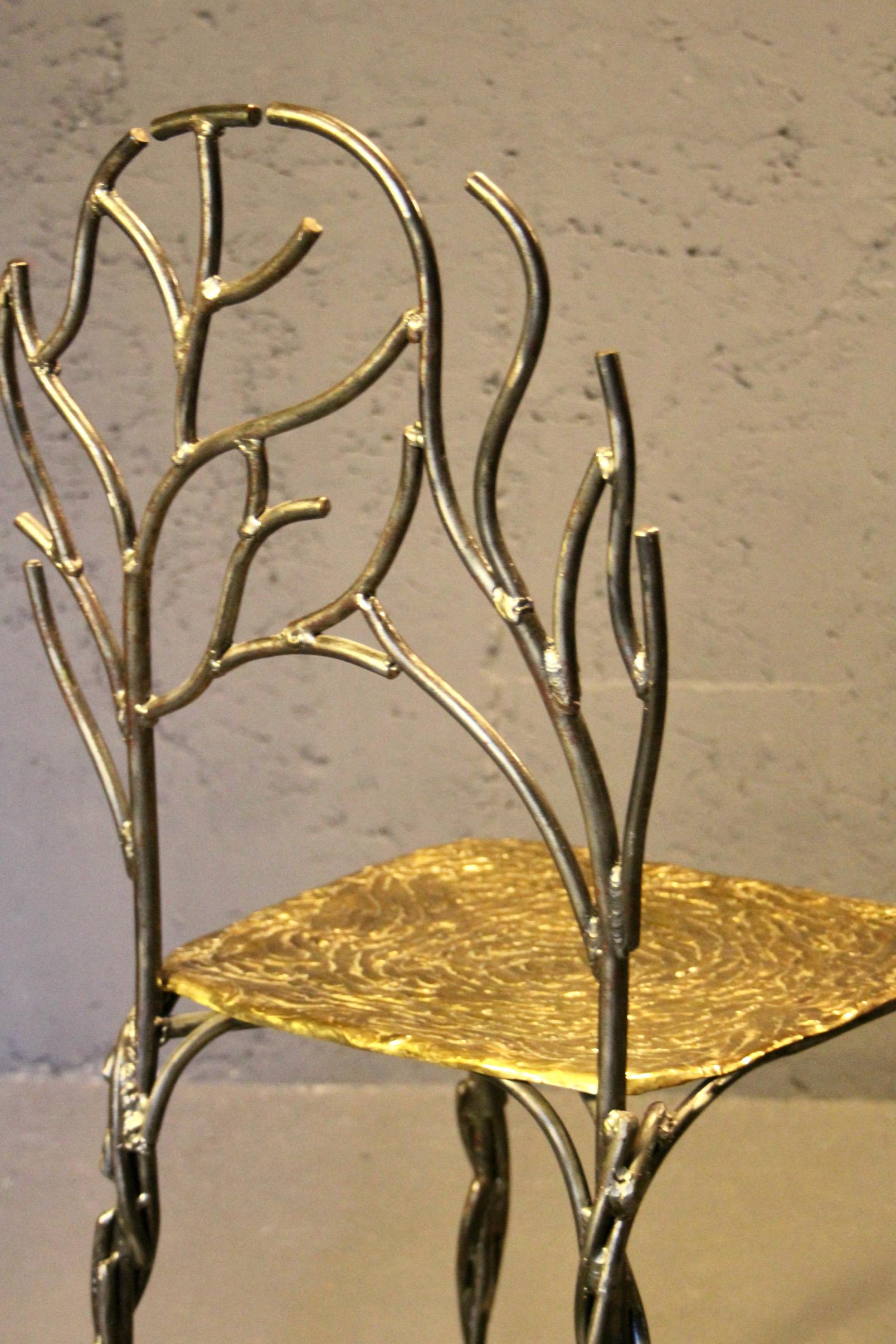 Coppia di sedie scultoree in bronzo e metallo in vendita 6