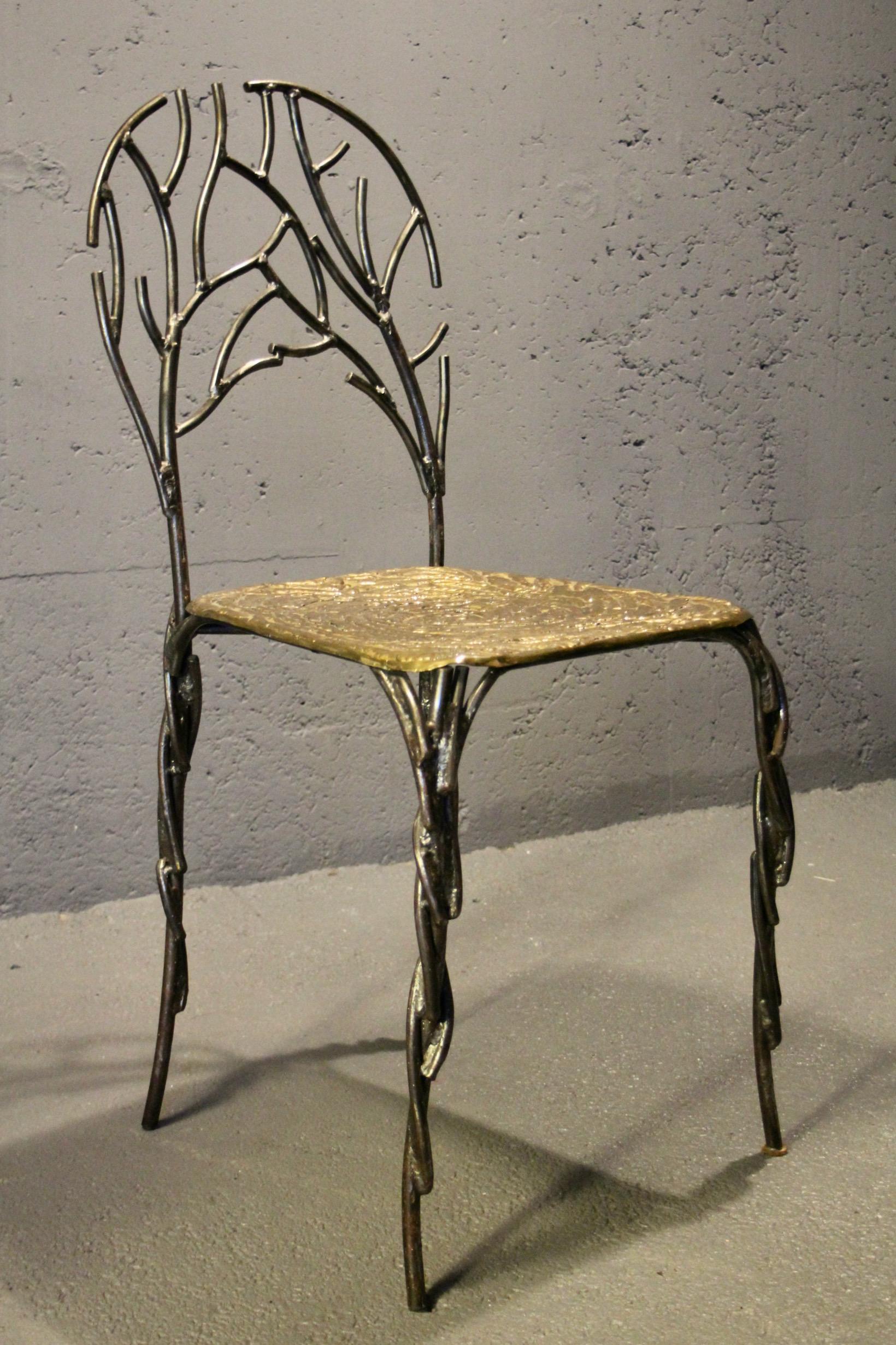 Coppia di sedie scultoree in bronzo e metallo in vendita 8