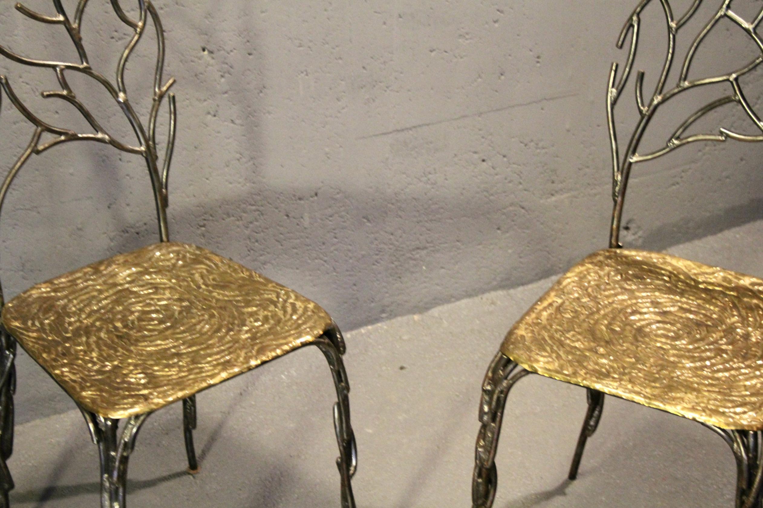 Coppia di sedie scultoree in bronzo e metallo in vendita 3