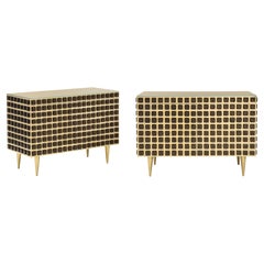 Pair of Sculptural Bronze Murano Glass and Brass Cabinets or Sideboards, Italy
