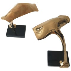 Paar skulpturale Bronze-Tischlampen von Michel Jaubert:: 1980er Jahre:: Frankreich