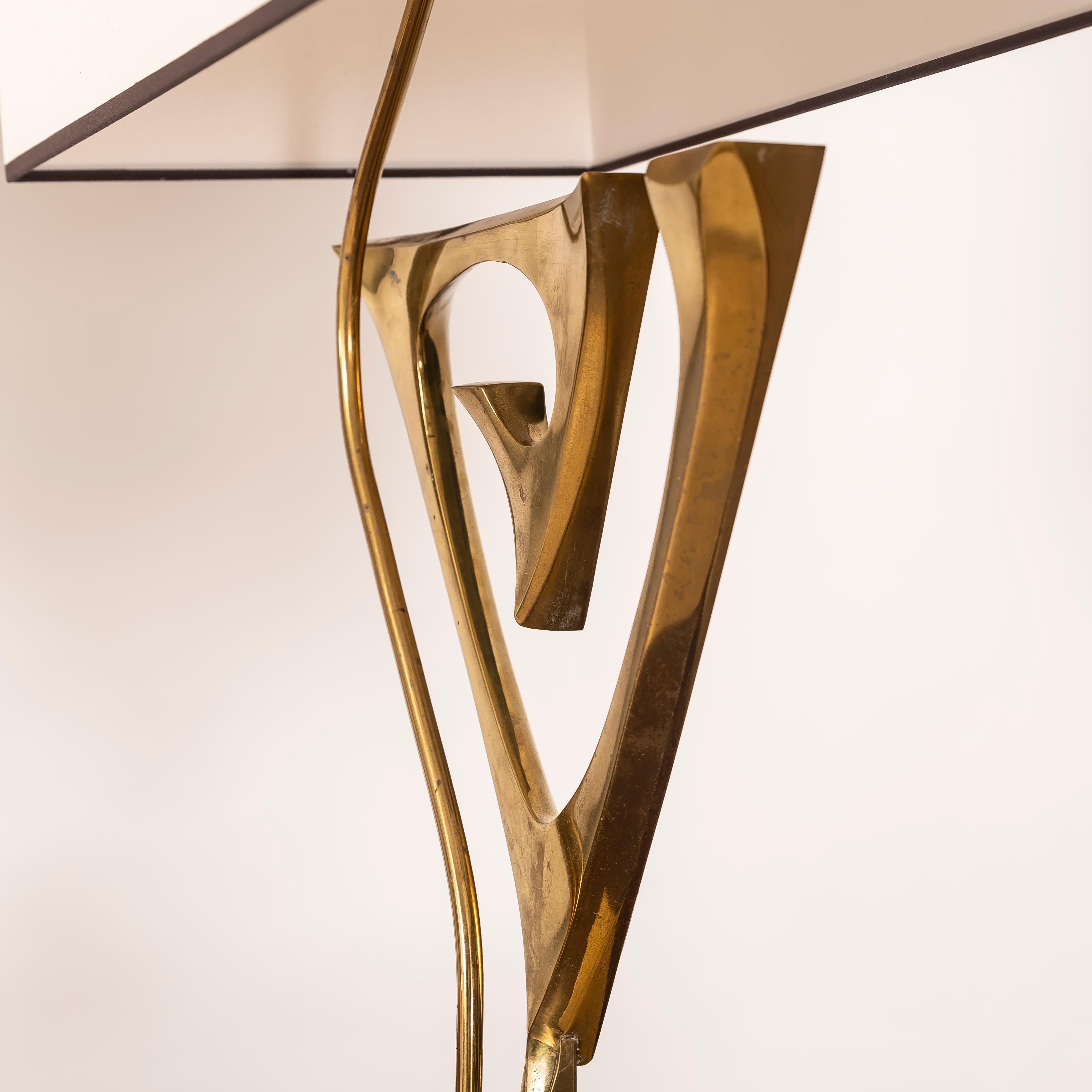 Coppia di lampade da tavolo scultoree in bronzo di Willy Daro, Belgio, anni '70 in vendita 4