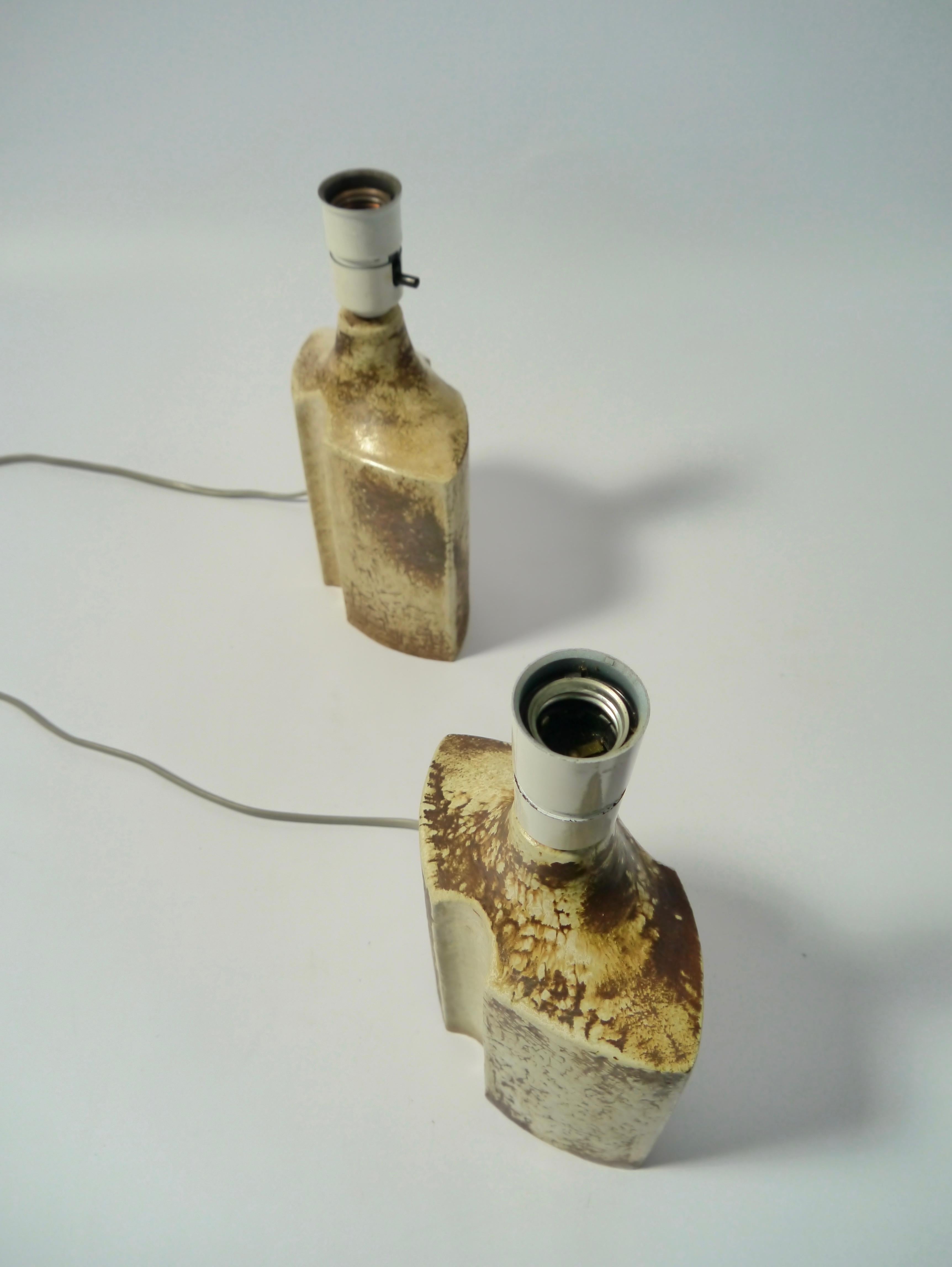 Ceramic Pair of Sculptural Brutalist Danish Stoneware Lamps by Haico Nitzsche for Soholm For Sale