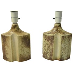 Pair of Sculptural Brutalist Danish Stoneware Lamps by Haico Nitzsche for Soholm