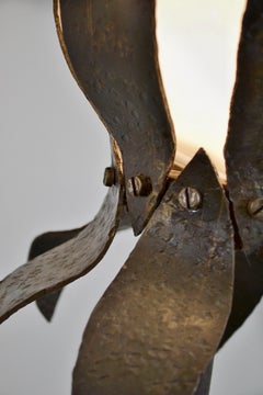 Pair of Sculptural Brutalist Floor Lamps in Hand-Forged Steel, France, 1970s