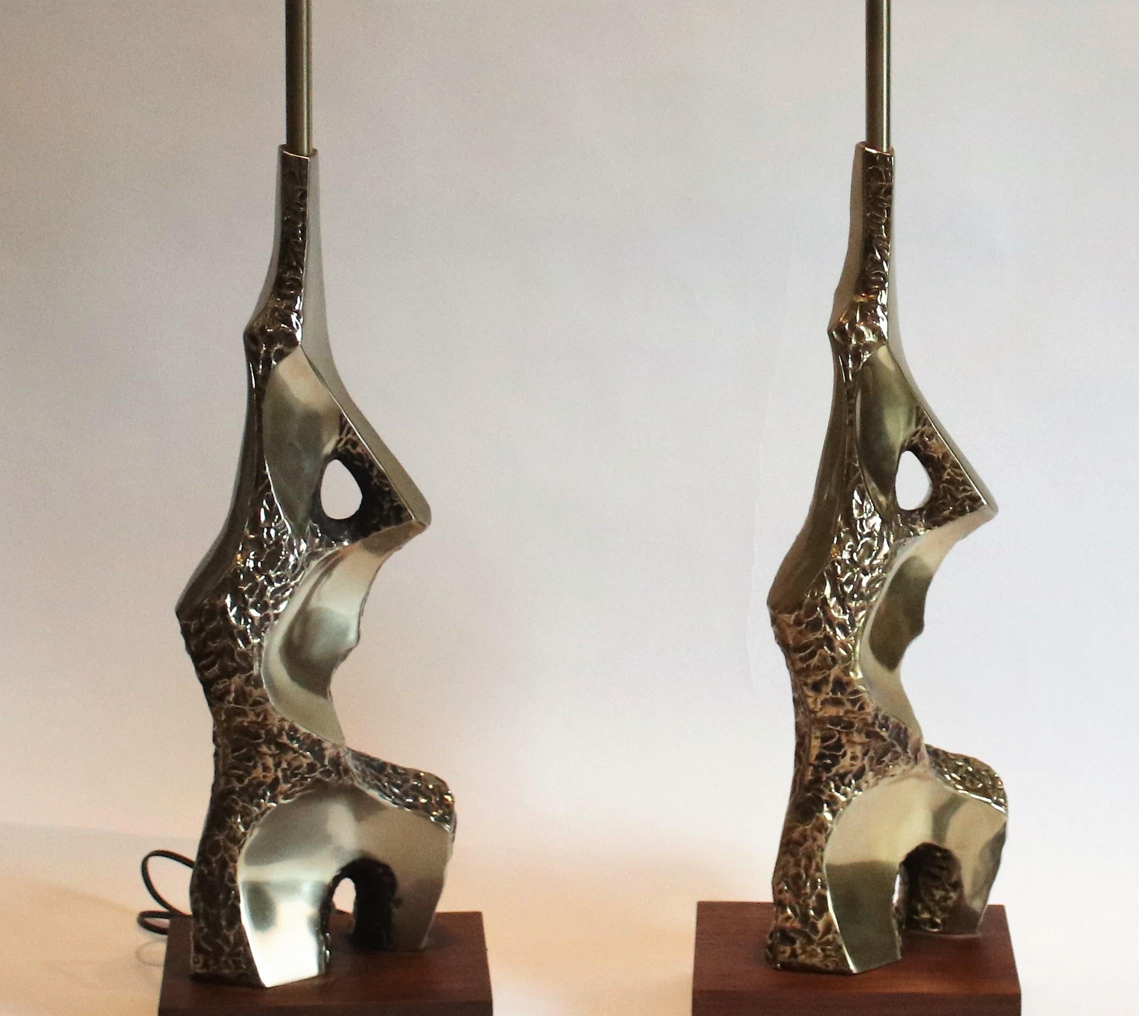 North American Pair of Sculptural Brutalist Lamps by Laurel