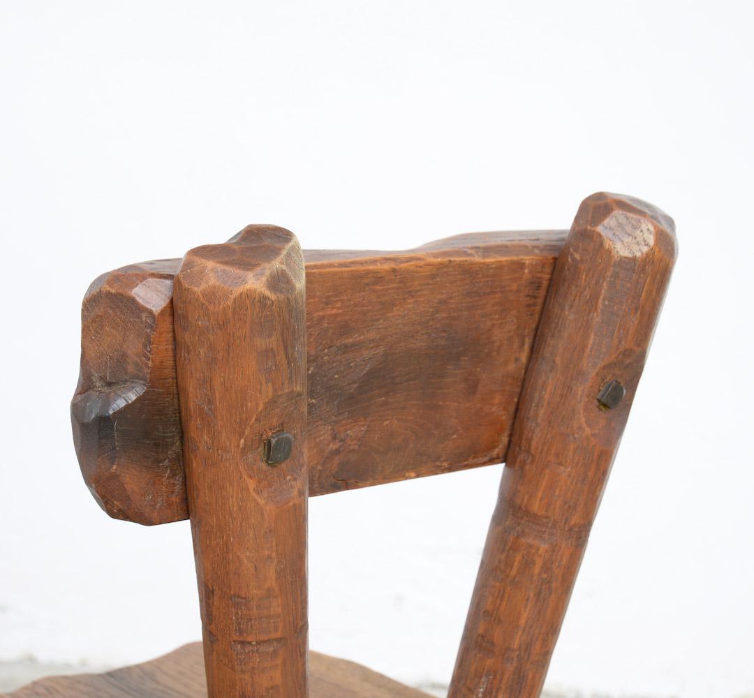 Pair of Sculptural Brutalist Oak Chairs, 1950s 2