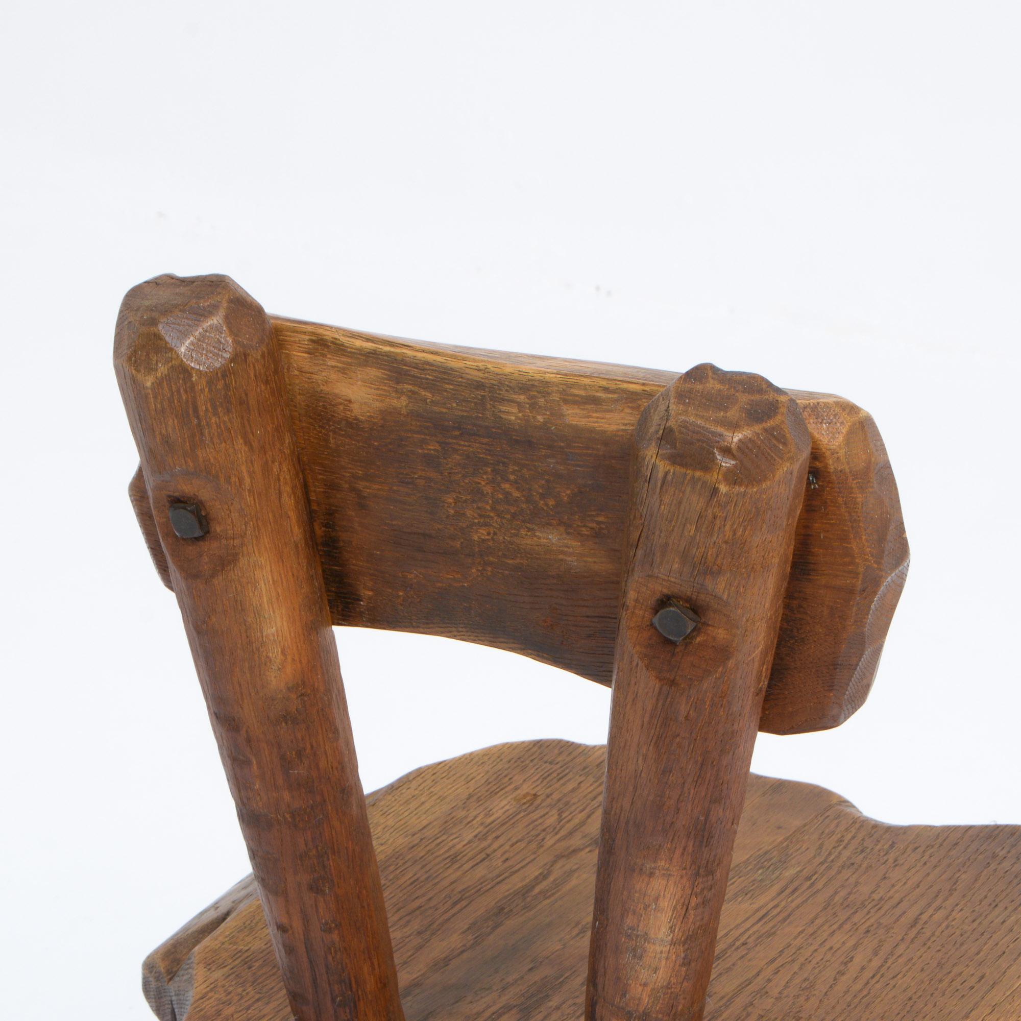 Pair of Sculptural Brutalist Oak Chairs, 1950s 2